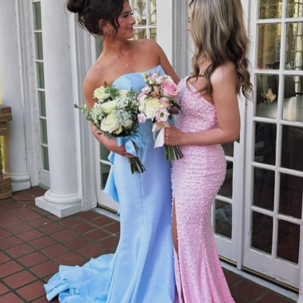 
                      
                        Strapless Yellow Back Bow Long Dress
                      
                    