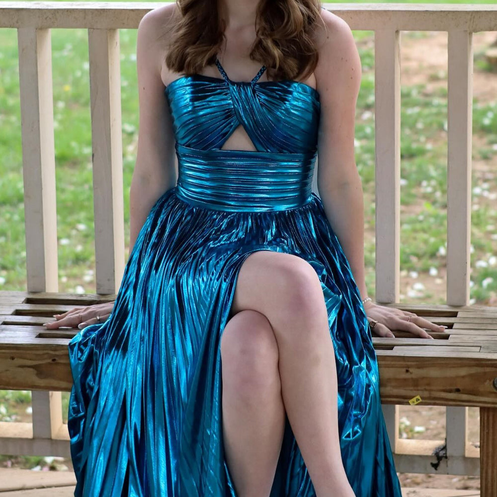 
                      
                        Halter Purple A-line Long Formal Dress with Slit
                      
                    