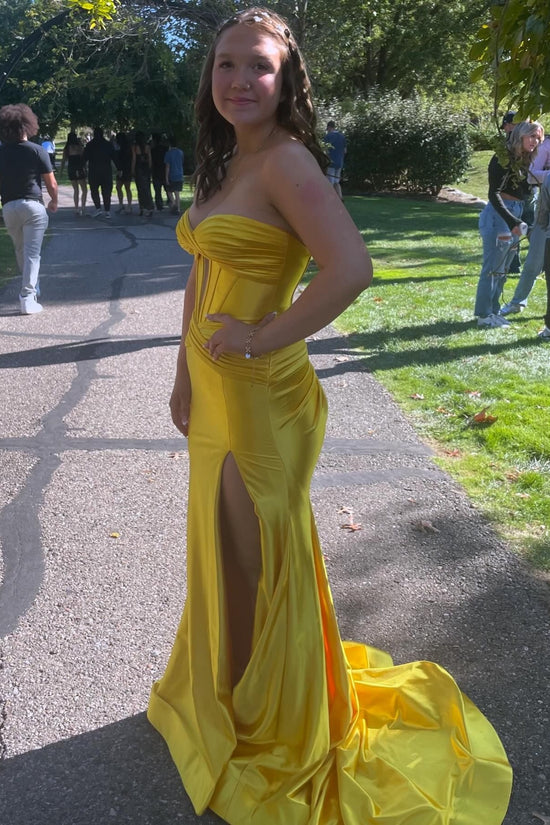 Mermaid Chiffon One Strap Dress with Slit Pool
