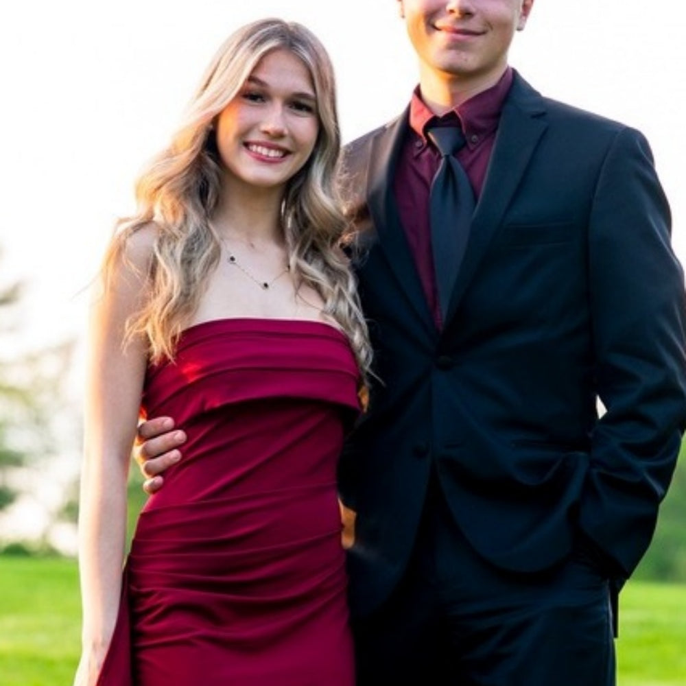 
                      
                        Strapless Yellow Ruched Long Dress with Slit
                      
                    