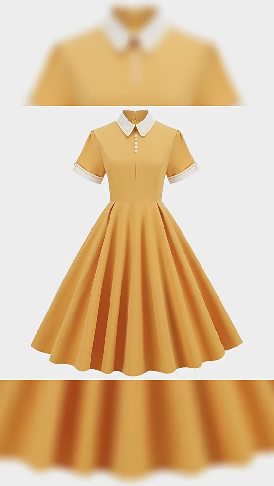 
                      
                        Load and play video in Gallery viewer, Light Blue 1950s Button Front Swing Dress with Pockets
                      
                    