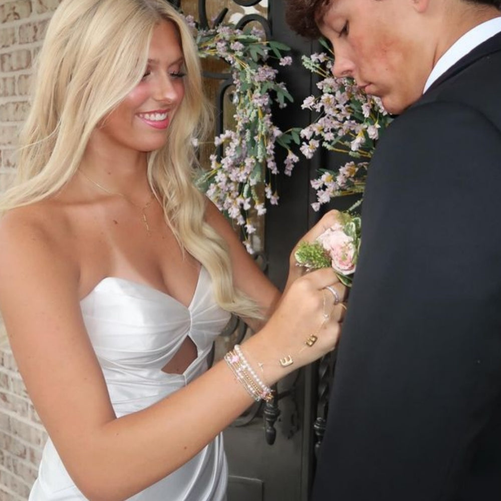 
                      
                        Strapless Pink Pleated Mermaid Long Dress with Keyhole
                      
                    