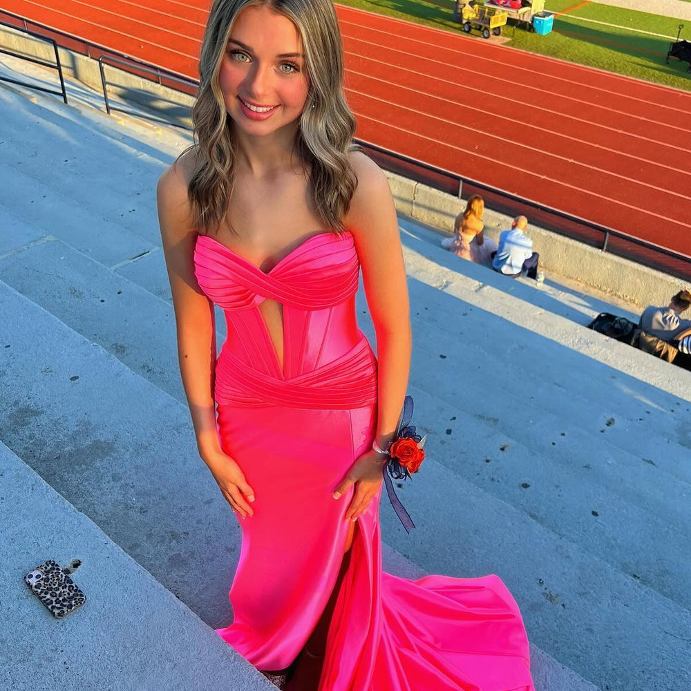 
                      
                        Strapless Blue Mermaid Long Dress with Slit
                      
                    
