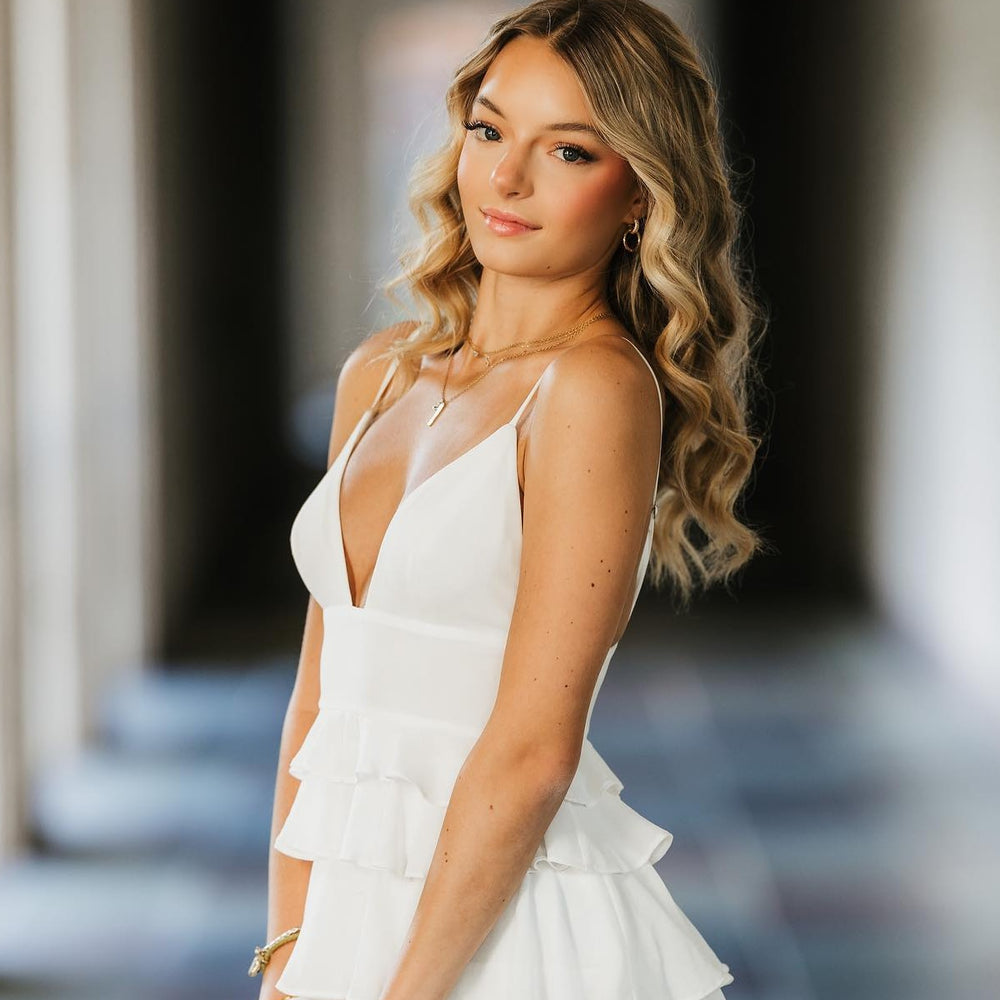 
                      
                        V-neck Lavender Tiered A-line Short Chiffon Dress
                      
                    